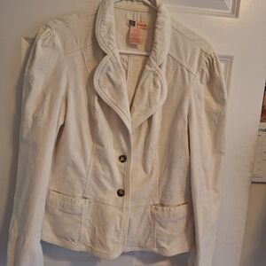 Faded Glory Cream Corduroy Blazer with Button Details